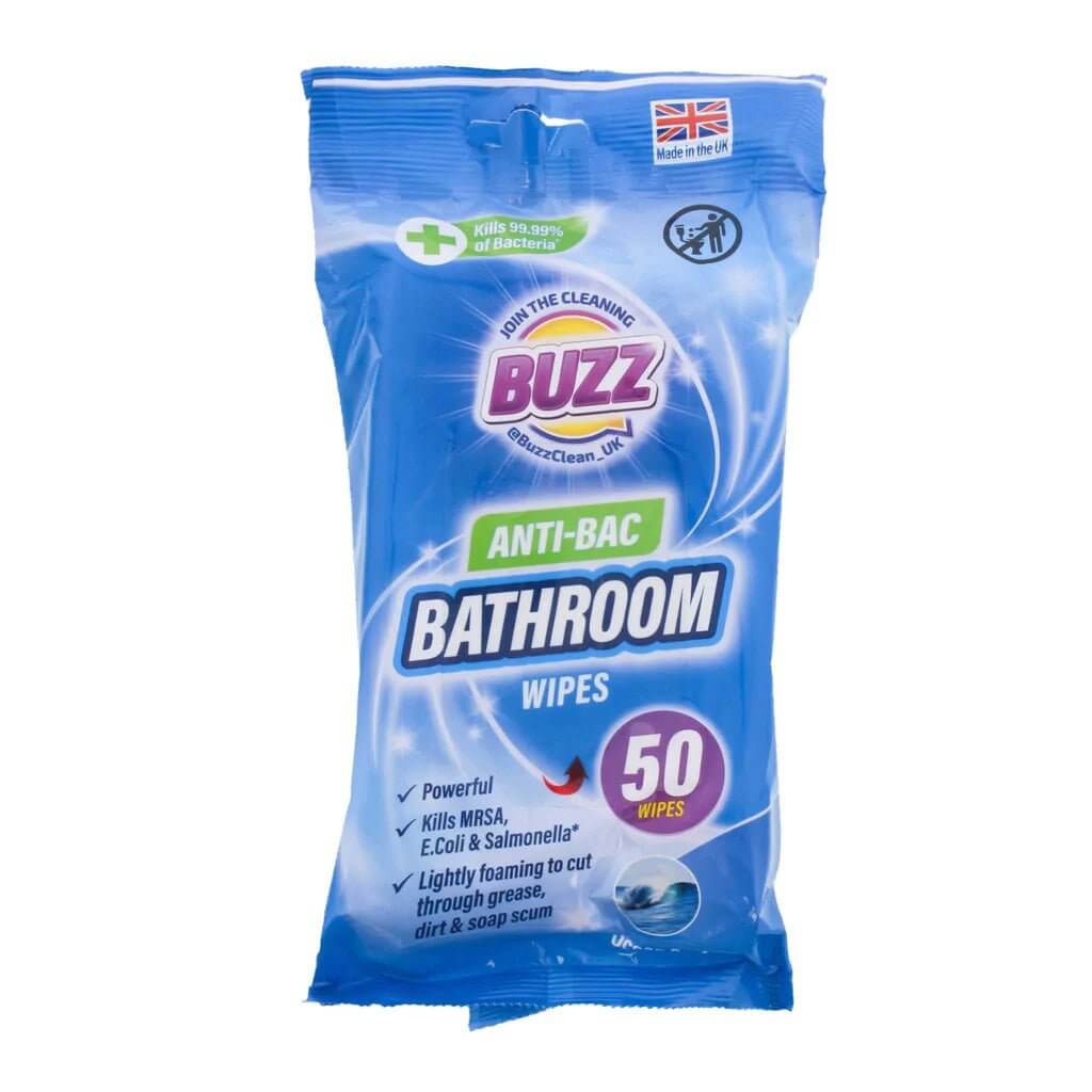 Buzz Antibacterial Bathroom Wipes, 50 Pack — Supamart